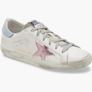 Golden Goose Women's White and Pink Star Sneakers